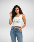 Good Vibes | Women’s Crop Tank | White