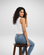 Good Vibes | Women’s Crop Tank | White