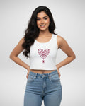 Heart Spider Web | Women’s Crop Tank | White