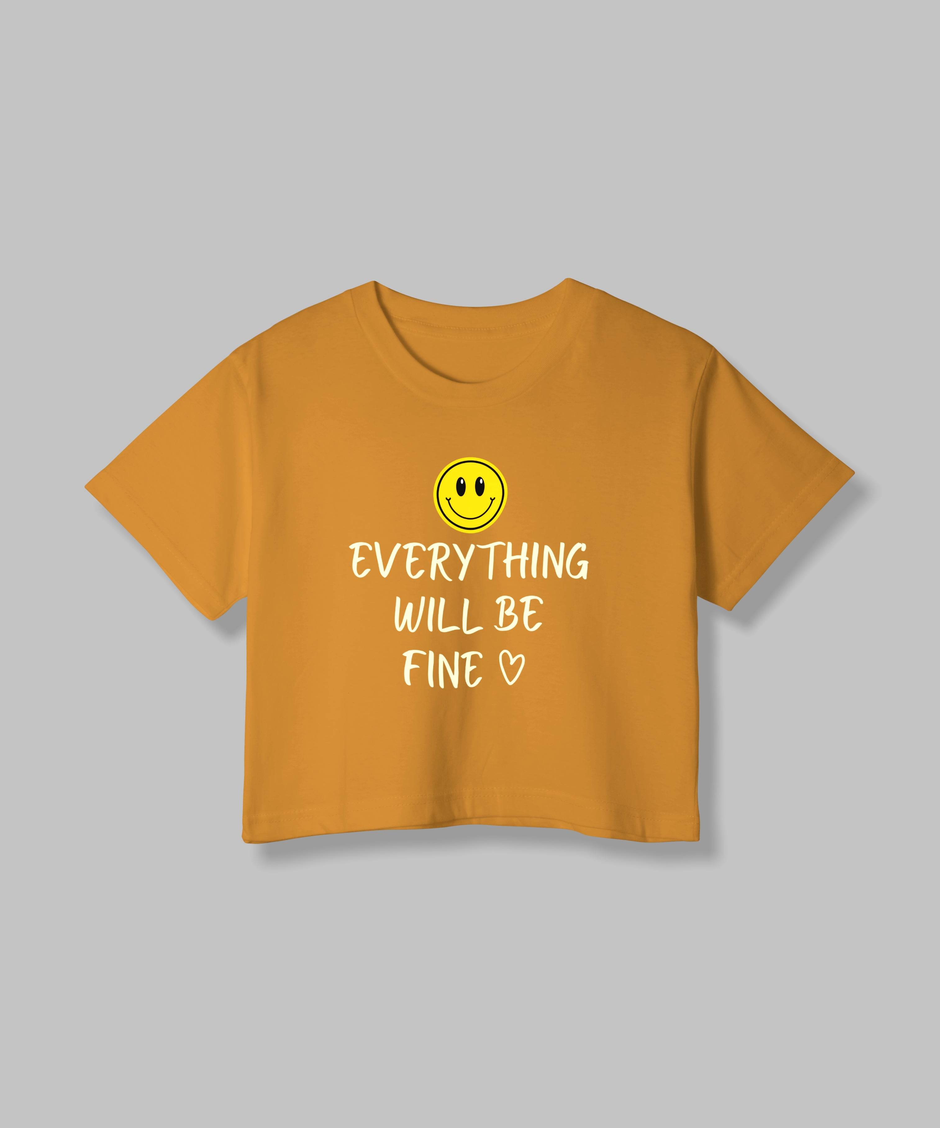 Everything Will Be Fine | Women Crop Top | Golden Yellow - Avaiya Clothings