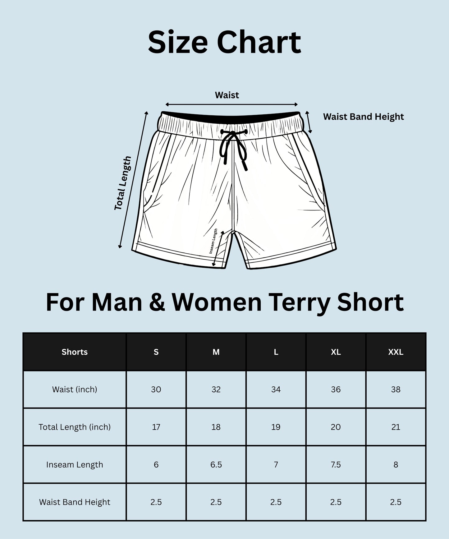 Avaiya Unisex Terry Shorts | For Man And Women | Black