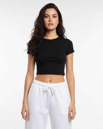 Plain Black Baby Tee For Women - Avaiya Clothings