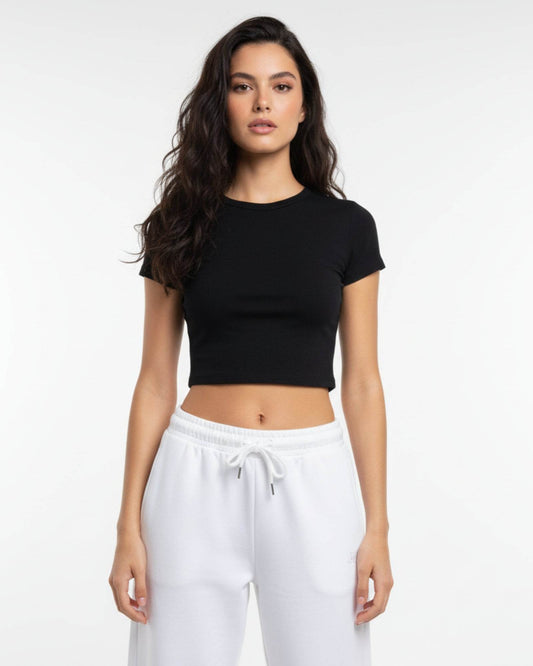 Plain Black Baby Tee For Women - Avaiya Clothings