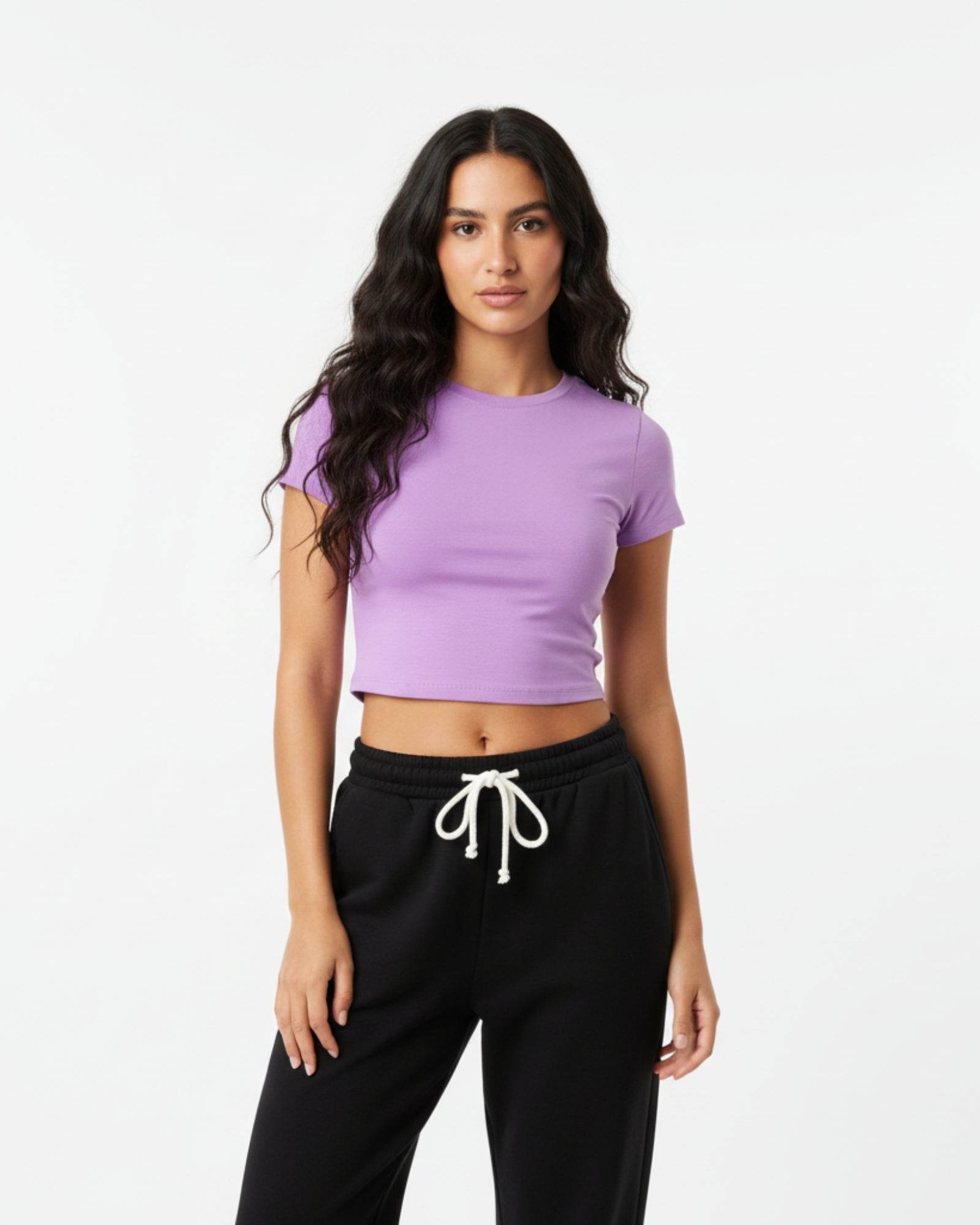 Plain Lavender Baby Tee For Women - Avaiya Clothings
