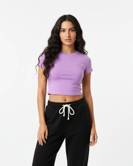 Plain Lavender Baby Tee For Women - Avaiya Clothings