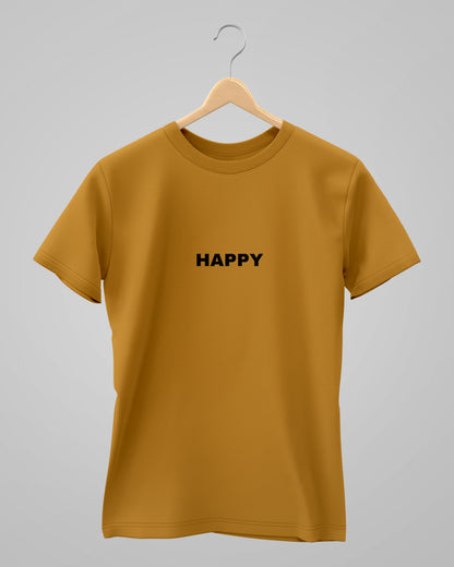Happy | Classic T-Shirt | Mustard Yellow | For Man And Woman