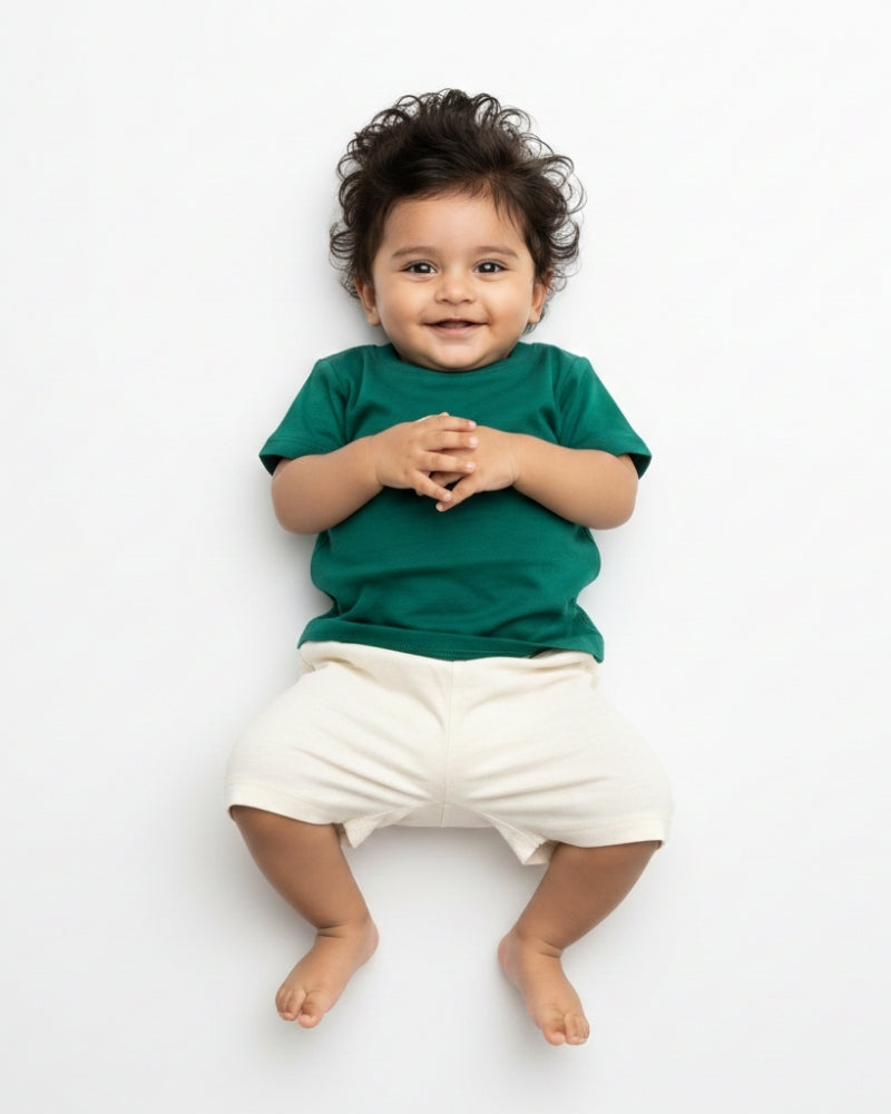 Crew Neck T-Shirt | 0-4 Yrs | For Both Girls & Boys | Bottle Green