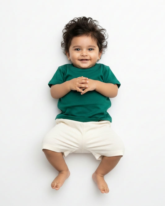 Crew Neck T-Shirt | 0-4 Yrs | For Both Girls & Boys | Bottle Green