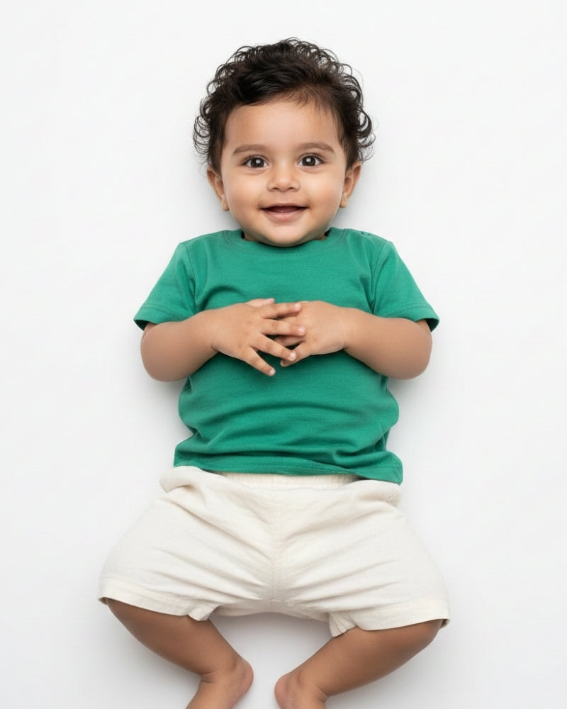 Crew Neck T-Shirt | 0-4 Yrs | For Both Girls & Boys | Flag Green
