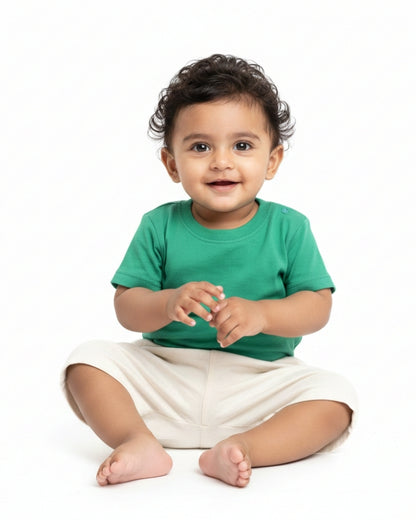 Crew Neck T-Shirt | 0-4 Yrs | For Both Girls & Boys | Flag Green