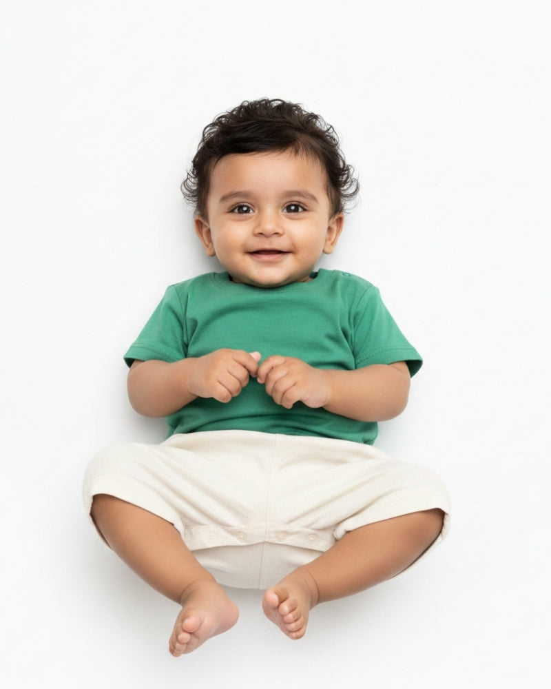 Crew Neck T-Shirt | 0-4 Yrs | For Both Girls & Boys | Flag Green