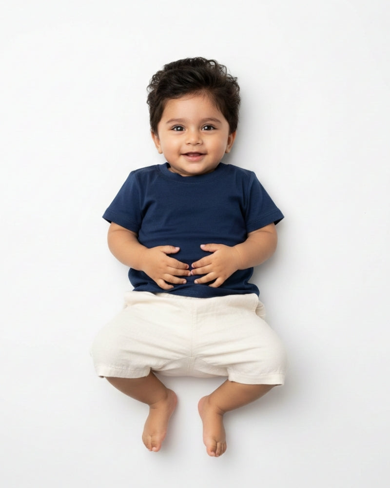 Crew Neck T-Shirt | 0-4 Yrs | For Both Girls & Boys | Navy Blue