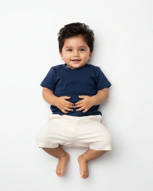 Crew Neck T-Shirt | 0-4 Yrs | For Both Girls & Boys | Navy Blue