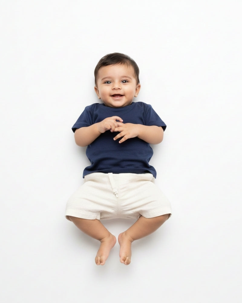 Crew Neck T-Shirt | 0-4 Yrs | For Both Girls & Boys | Navy Blue