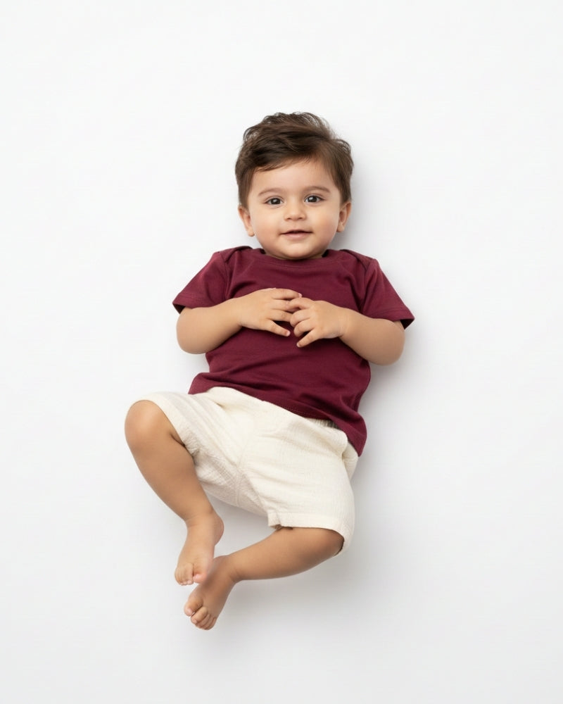 Crew Neck T-Shirt | 0-4 Yrs | For Both Girls & Boys | Maroon