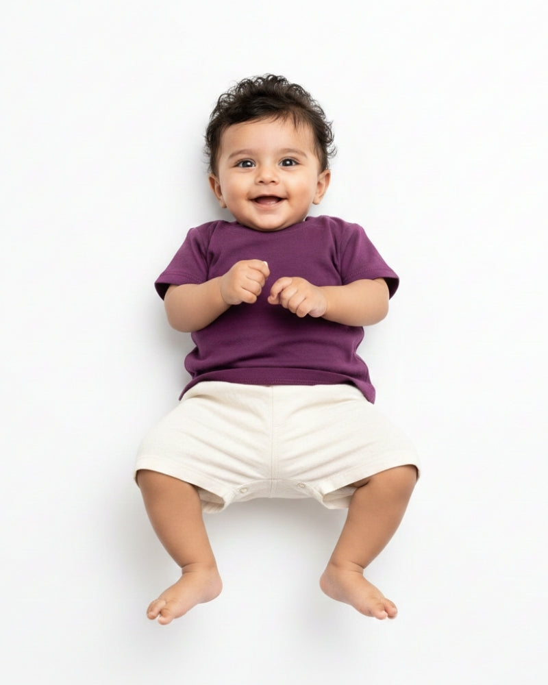 Crew Neck T-Shirt | 0-4 Yrs | For Both Girls & Boys | Purple