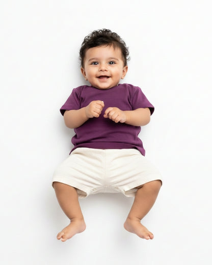 Crew Neck T-Shirt | 0-4 Yrs | For Both Girls & Boys | Purple