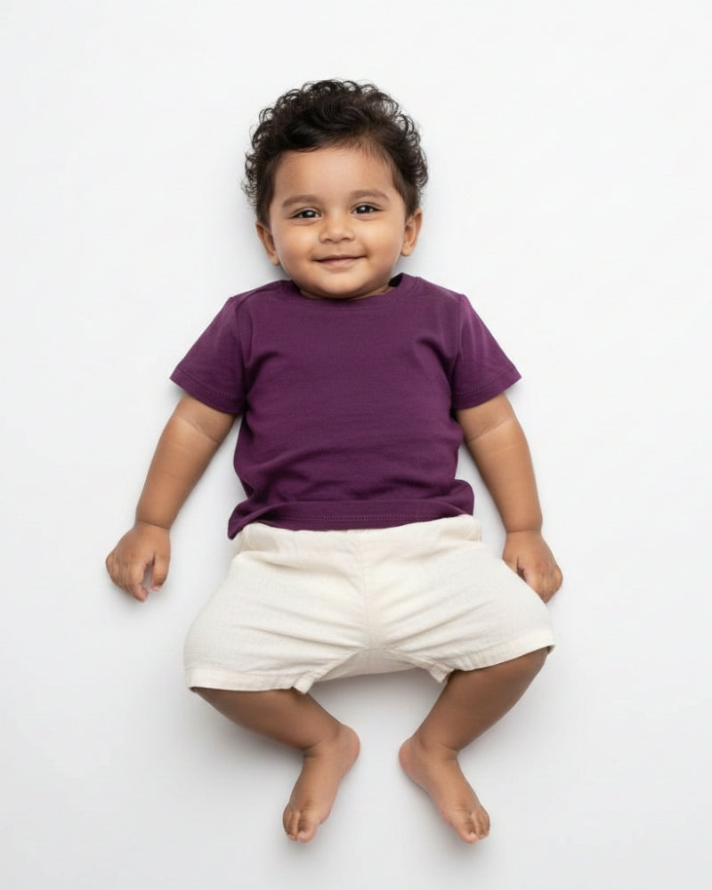 Crew Neck T-Shirt | 0-4 Yrs | For Both Girls & Boys | Purple