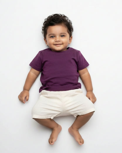 Crew Neck T-Shirt | 0-4 Yrs | For Both Girls & Boys | Purple