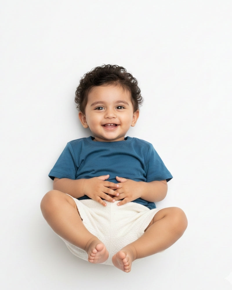 Crew Neck T-Shirt | 0-4 Yrs | For Both Girls & Boys | Petrol Blue