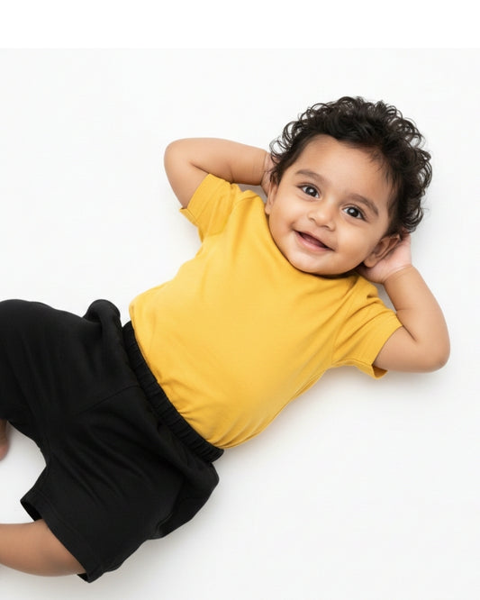 Crew Neck T-Shirt | 0-4 Yrs | For Both Girls & Boys | New Yellow