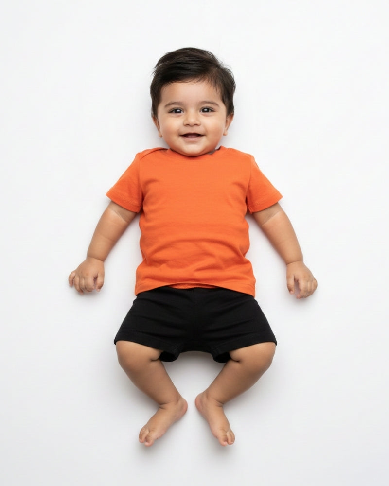 Crew Neck T-Shirt | 0-4 Yrs | For Both Girls & Boys | Orange