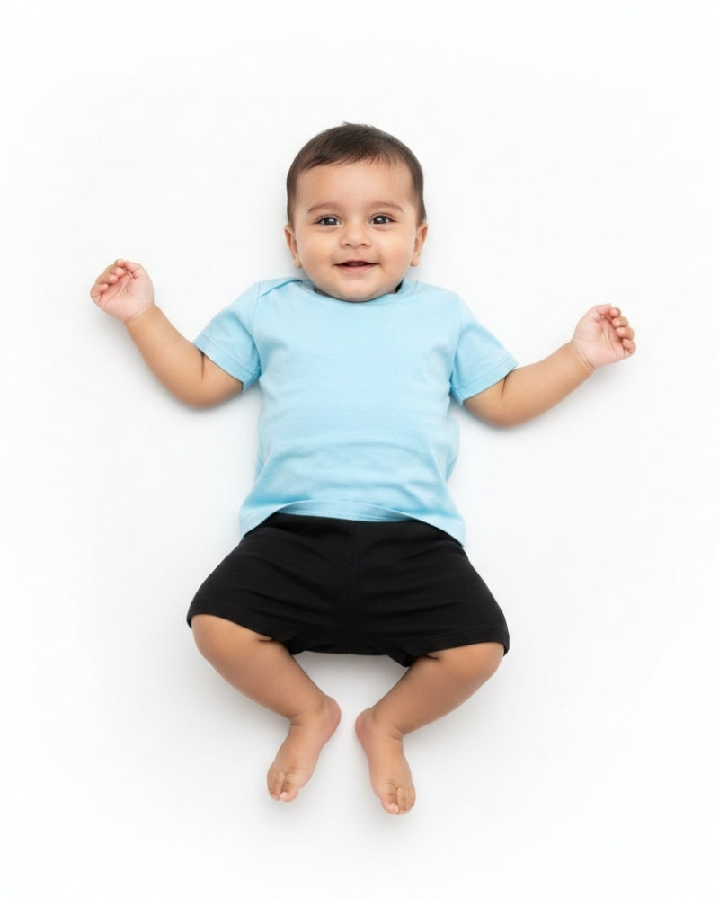 Crew Neck T-Shirt | 0-4 Yrs | For Both Girls & Boys | Sky Blue