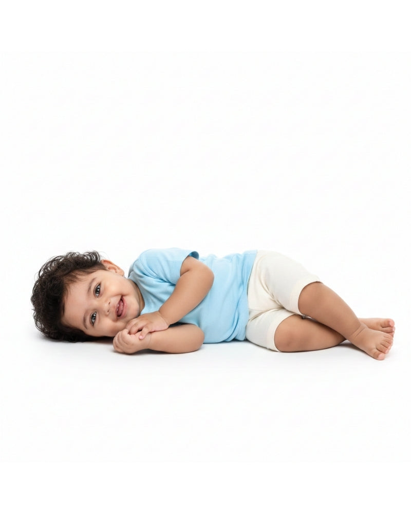 Crew Neck T-Shirt | 0-4 Yrs | For Both Girls & Boys | Sky Blue