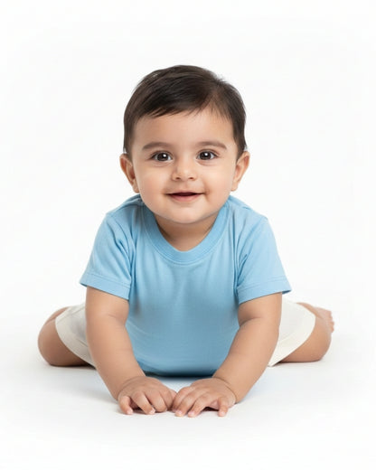 Crew Neck T-Shirt | 0-4 Yrs | For Both Girls & Boys | Sky Blue