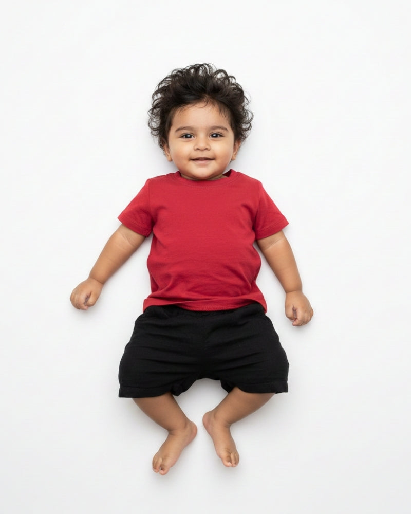 Crew Neck T-Shirt | 0-4 Yrs | For Both Girls & Boys | Red
