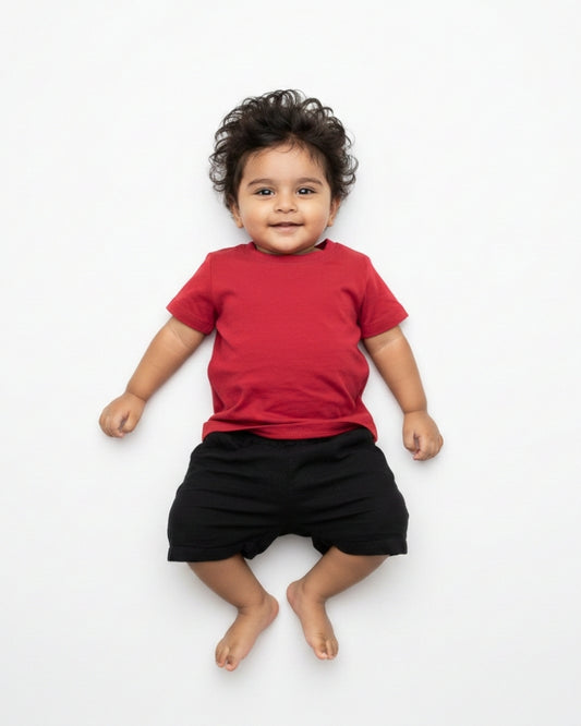 Crew Neck T-Shirt | 0-4 Yrs | For Both Girls & Boys | Red