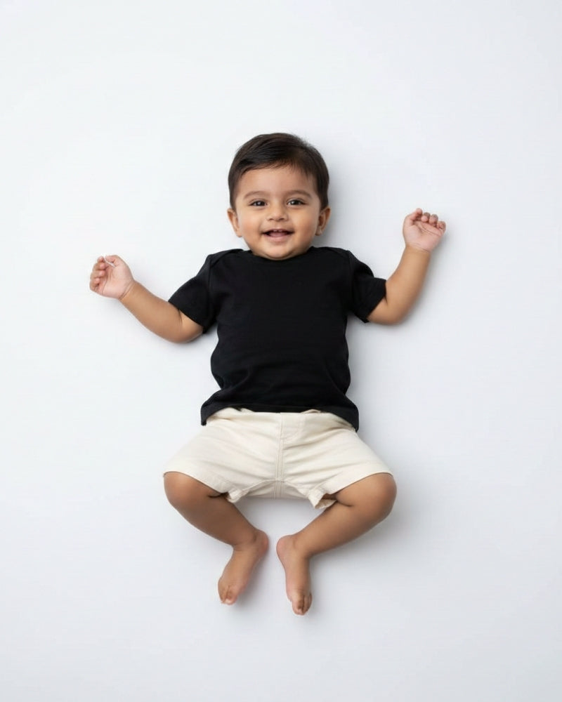 Crew Neck T-Shirt | 0-4 Yrs | For Both Girls & Boys | Black