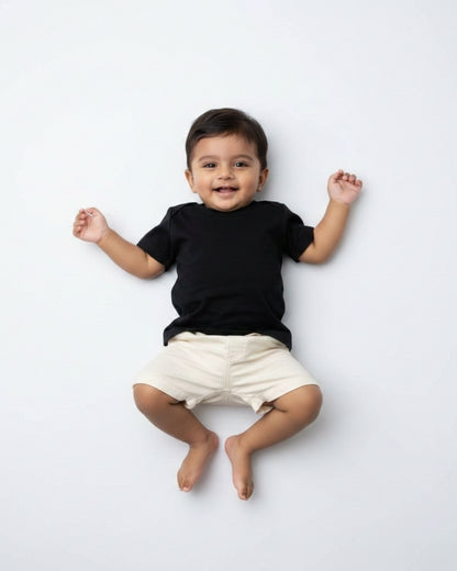 Crew Neck T-Shirt | 0-4 Yrs | For Both Girls & Boys | Black