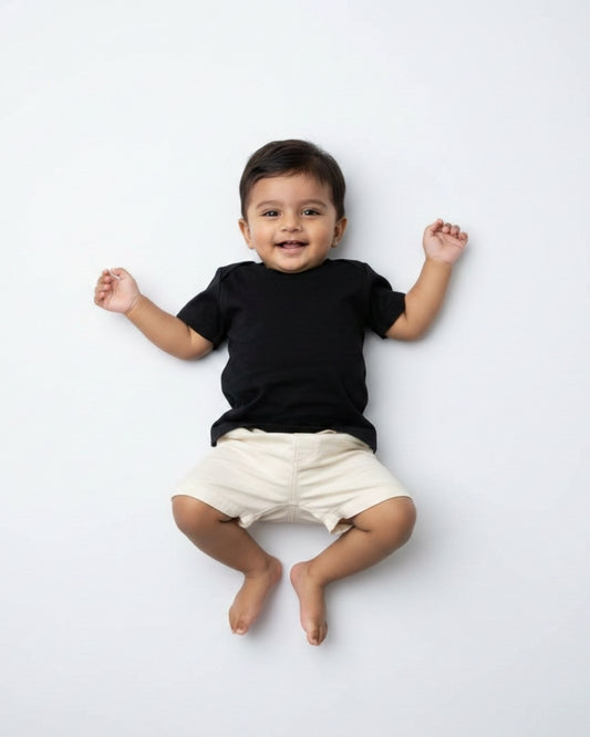 Crew Neck T-Shirt | 0-4 Yrs | For Both Girls & Boys | Black