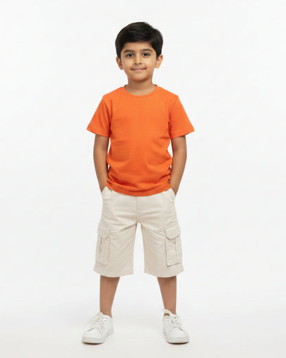 Crew Neck T-Shirt | 5-13 Yrs | For Both Girls & Boys | Orange