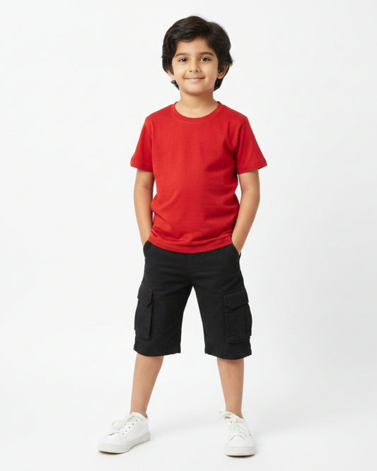 Crew Neck T-Shirt | 5-13 Yrs | For Both Girls & Boys | Red