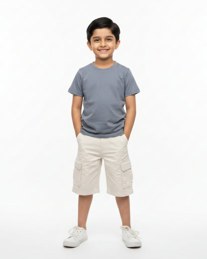 Crew Neck T-Shirt | 5-13 Yrs | For Both Girls & Boys | Steel Grey