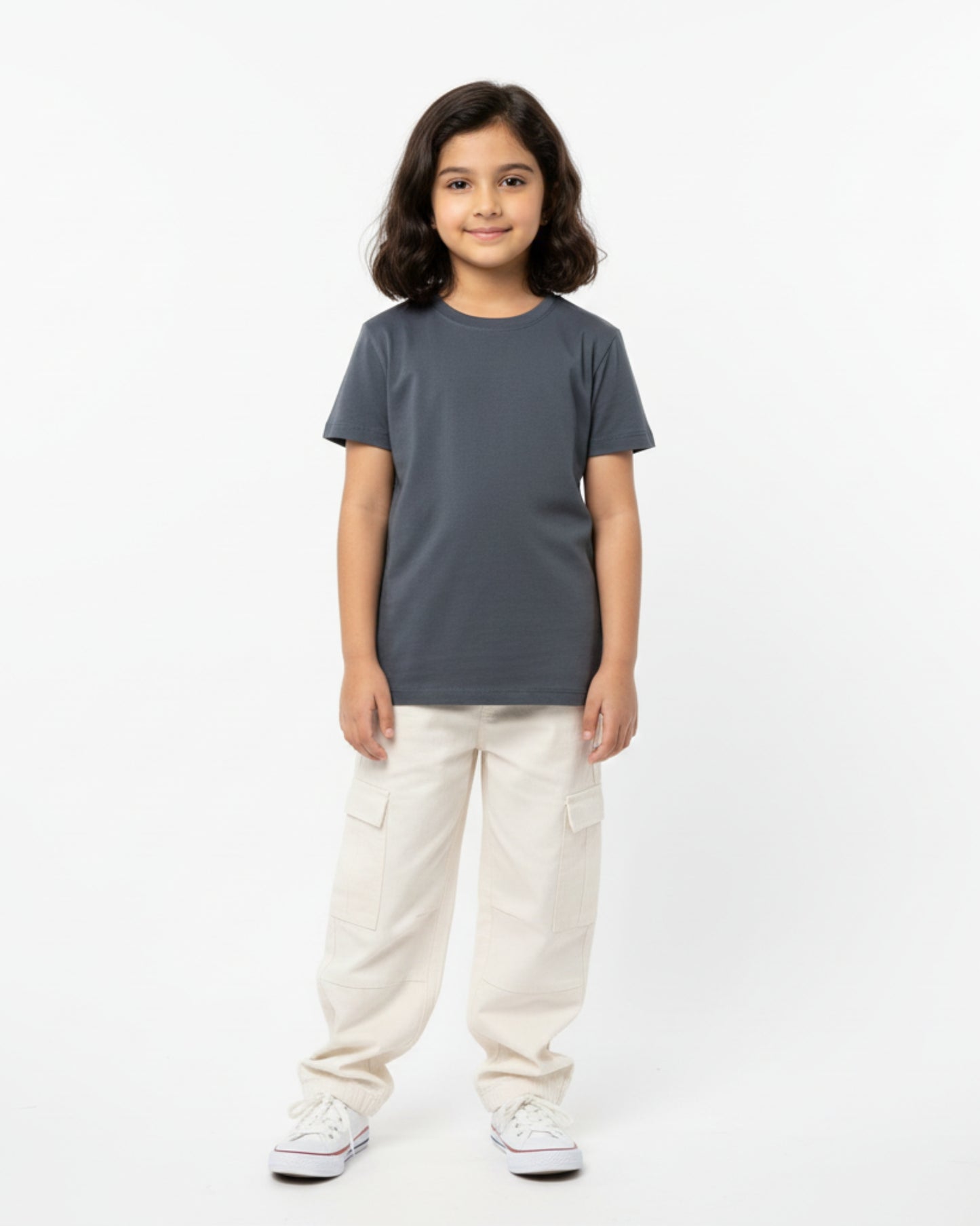 Crew Neck T-Shirt | 5-13 Yrs | For Both Girls & Boys | Steel Grey