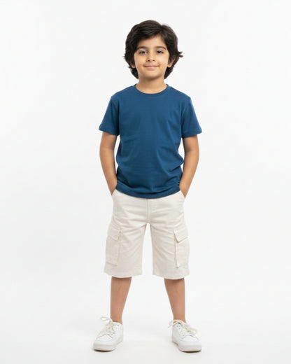 Crew Neck T-Shirt | 5-13 Yrs | For Both Girls & Boys | Petrol Blue