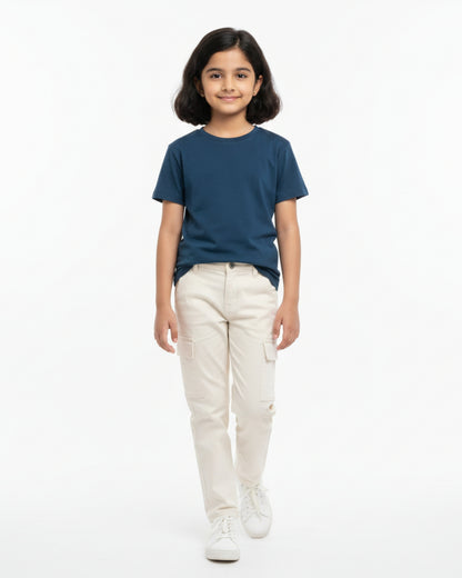 Crew Neck T-Shirt | 5-13 Yrs | For Both Girls & Boys | Petrol Blue