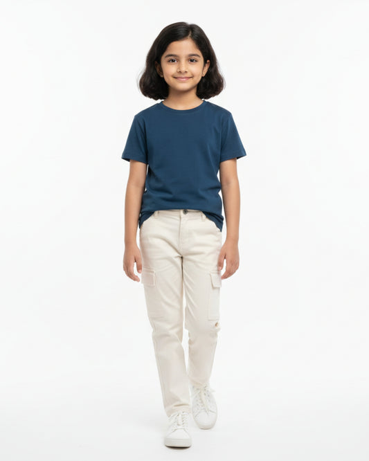 Crew Neck T-Shirt | 5-13 Yrs | For Both Girls & Boys | Petrol Blue