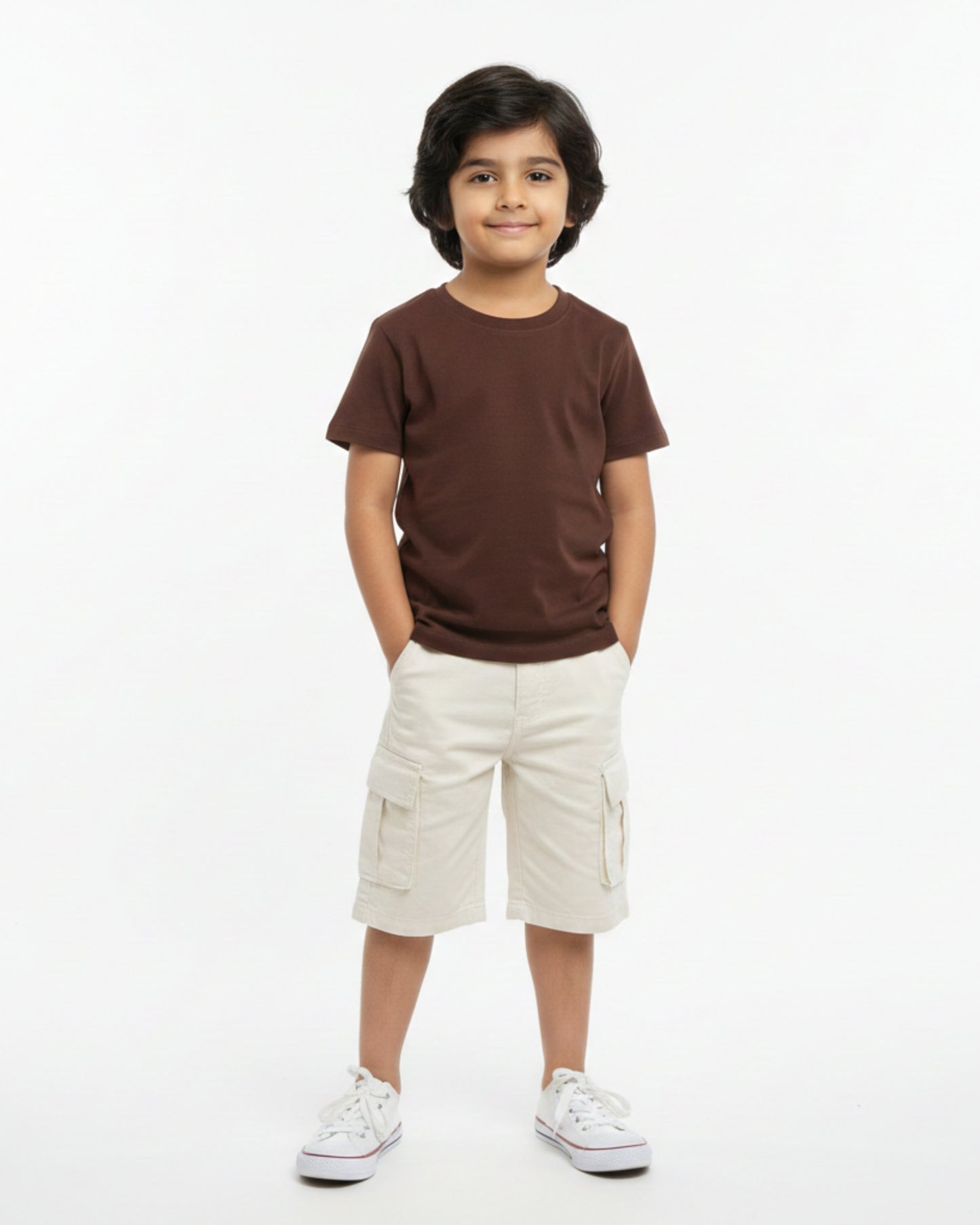 Crew Neck T-Shirt | 5-13 Yrs | For Both Girls & Boys | Coffee Brown