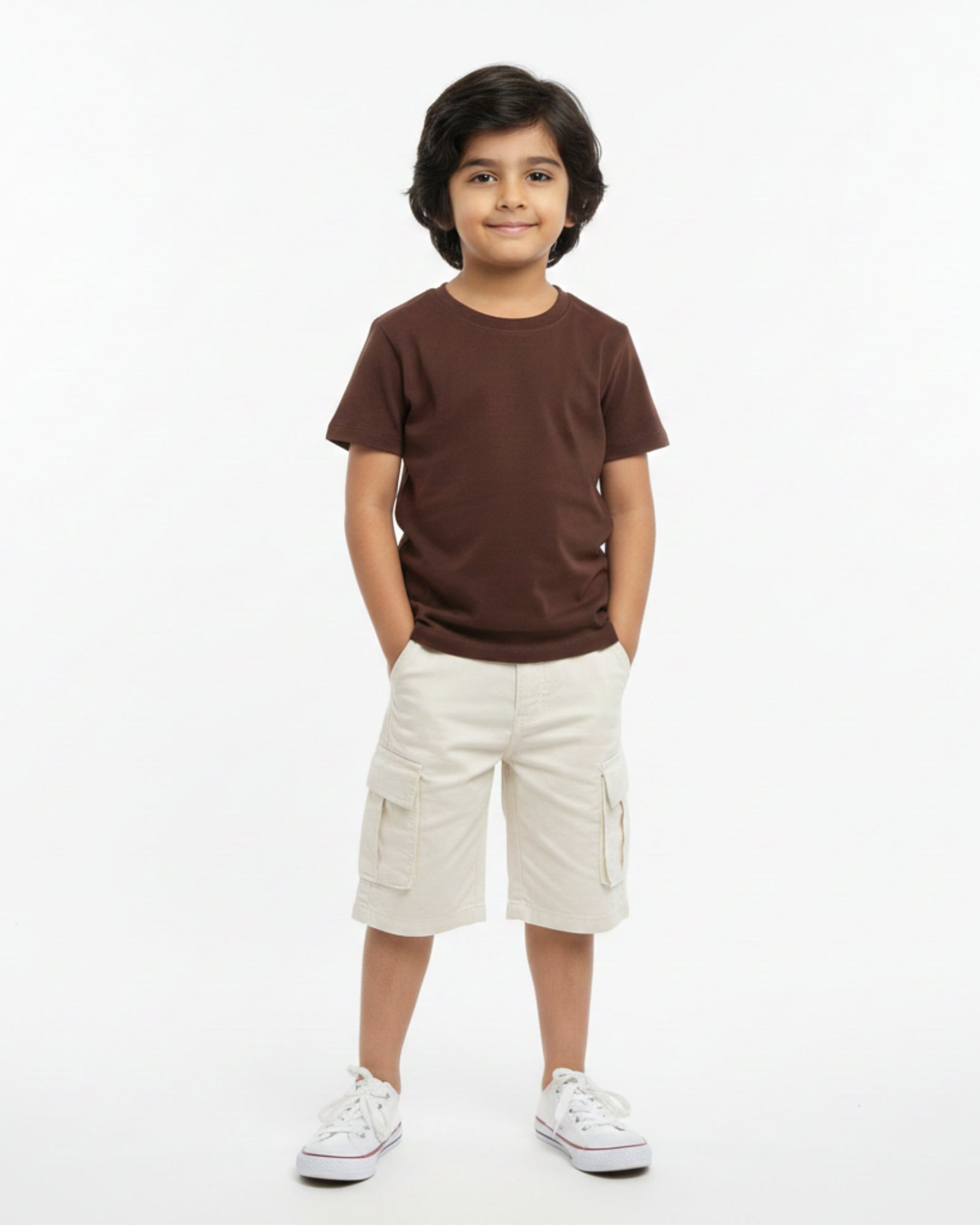 Crew Neck T-Shirt | 5-13 Yrs | For Both Girls & Boys | Coffee Brown