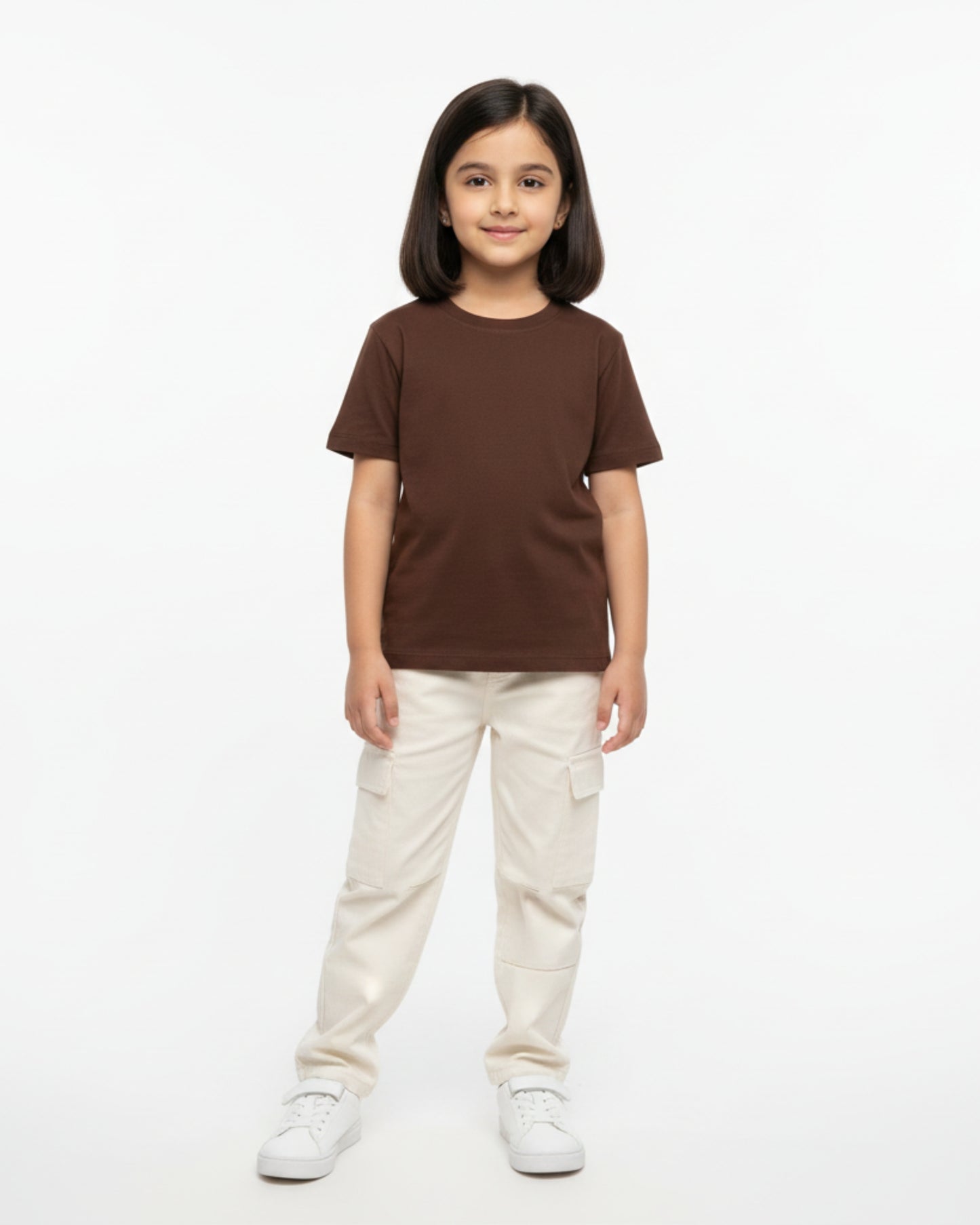 Crew Neck T-Shirt | 5-13 Yrs | For Both Girls & Boys | Coffee Brown