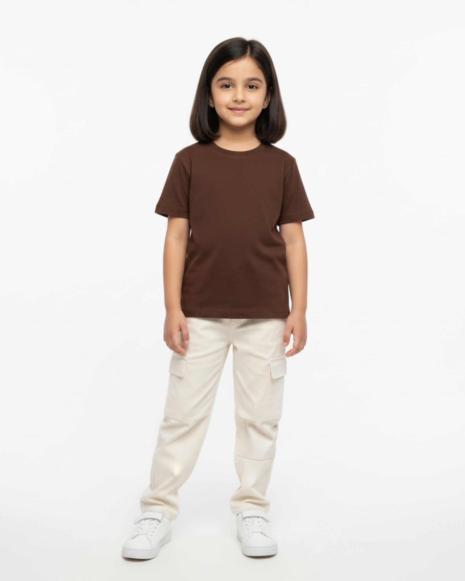 Crew Neck T-Shirt | 5-13 Yrs | For Both Girls & Boys | Coffee Brown