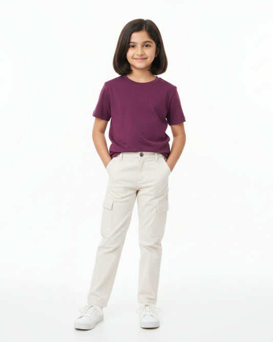 Crew Neck T-Shirt | 5-13 Yrs | For Both Girls & Boys | Purple