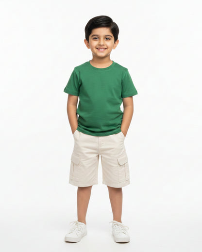 Crew Neck T-Shirt | 5-13 Yrs | For Both Girls & Boys | Bottle Green