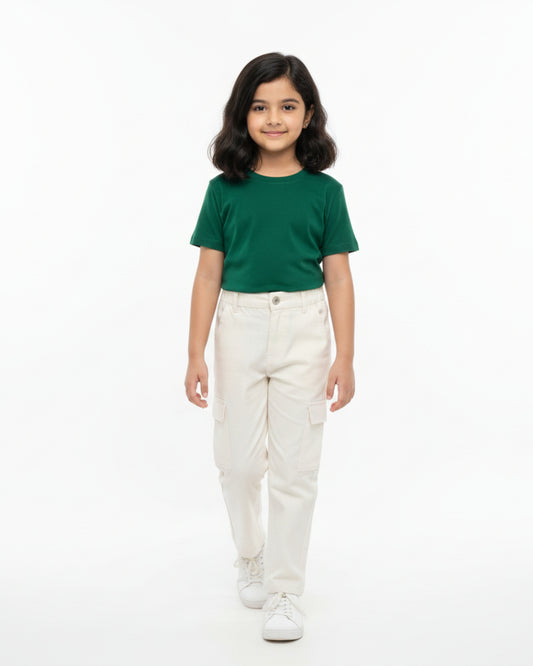 Crew Neck T-Shirt | 5-13 Yrs | For Both Girls & Boys | Bottle Green
