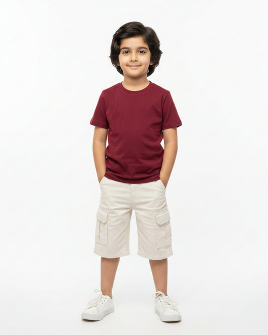 Crew Neck T-Shirt | 5-13 Yrs | For Both Girls & Boys | Maroon