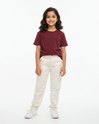 Crew Neck T-Shirt | 5-13 Yrs | For Both Girls & Boys | Maroon